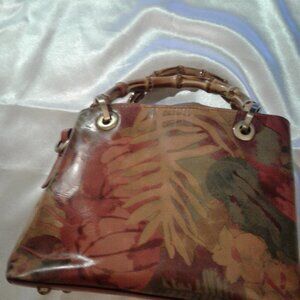 Patricia Nash Tropical-Inspired Multi-color Tote Bag with Bamboo Style Handle